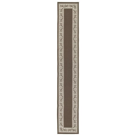 Madison Industries Madison Industries FLO-20X120-SA 20 x 120 in. Floral Border Extra Long Rectangle Runner Rug - Sand FLO-20X120-SA